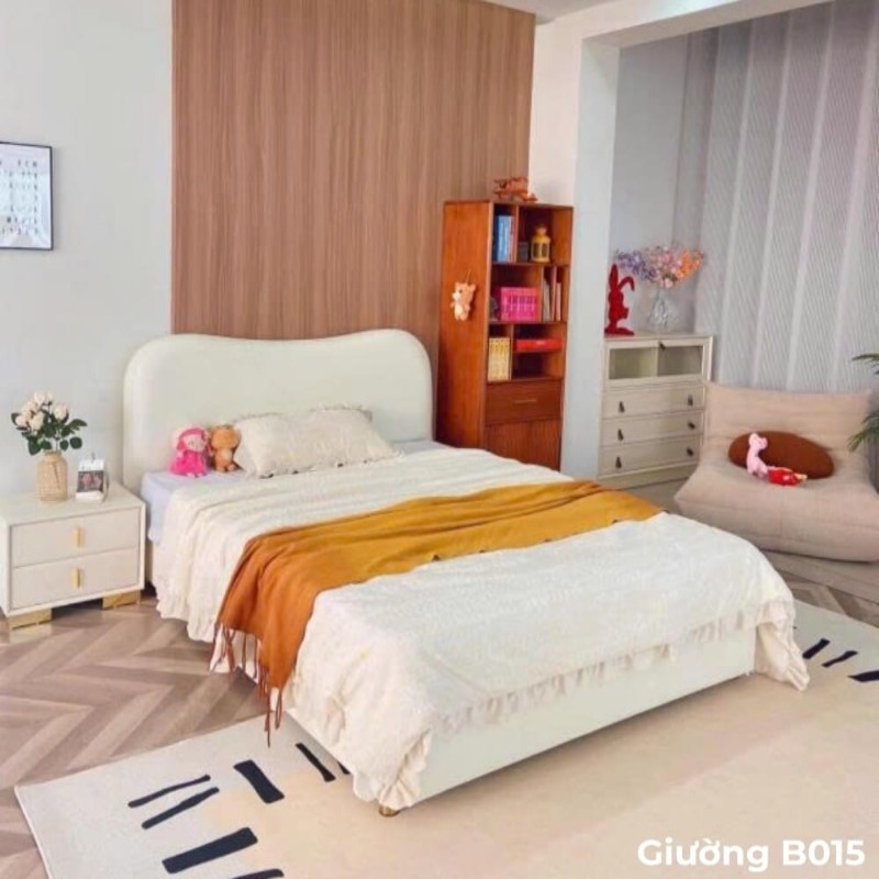 Giường ngủ bọc nỉ nhập khẩu cao cấp B015
